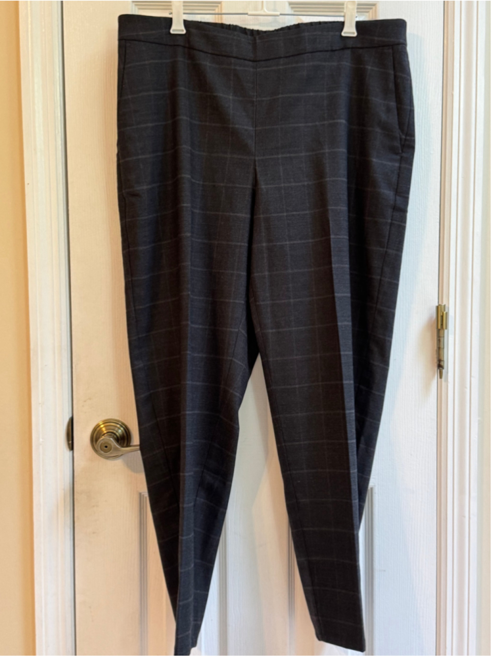 Women's Eileen Fisher Plaid Trousers Grey Black Size L